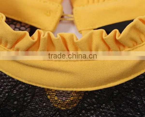 2015 Modern Solid Color Womens Clothing Ladies' Loose-fitting Laced Pleated Women's Sexy Apparel With Stand Collar photo-3