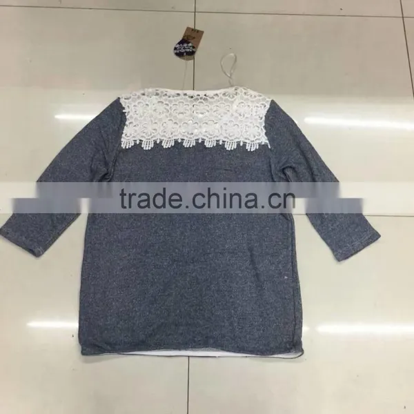 Clearance Sale Womencotton French Terry Lace T-shirt photo-6