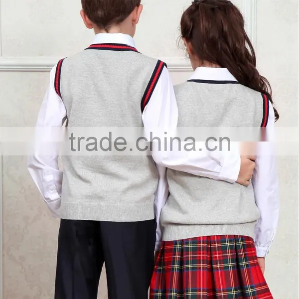 Normal Design High Quality Grey Sleeveless Vest Bulk School Uniforms photo-5
