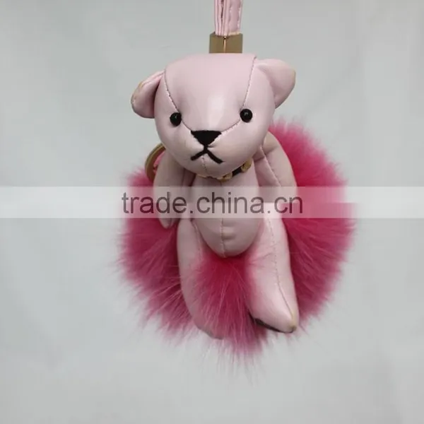 Myfur Customized Animal Little Bear Attached Real Fox Body Fur Ball Bag Charm Keychain photo-3