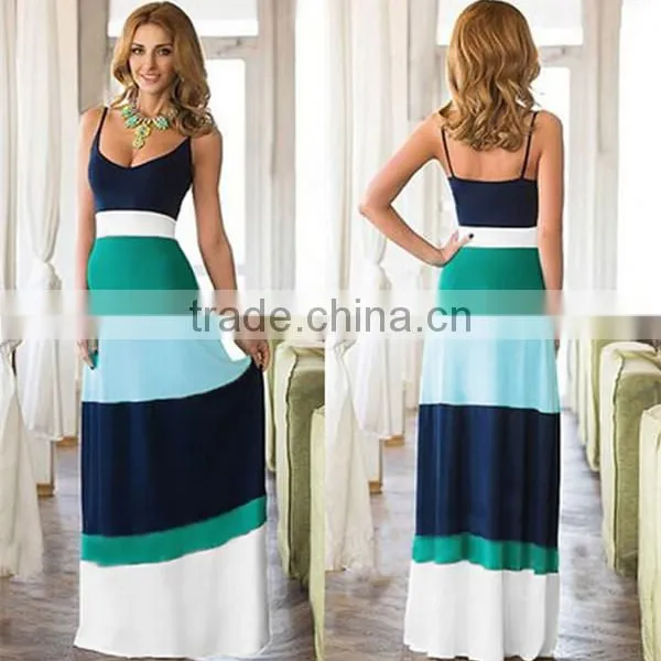 Walson Hot Sell Women Summer Dress Cotton Spaghetti Strap Slip Tube Slit Dress 2016 Summer Maxi Dress photo-3