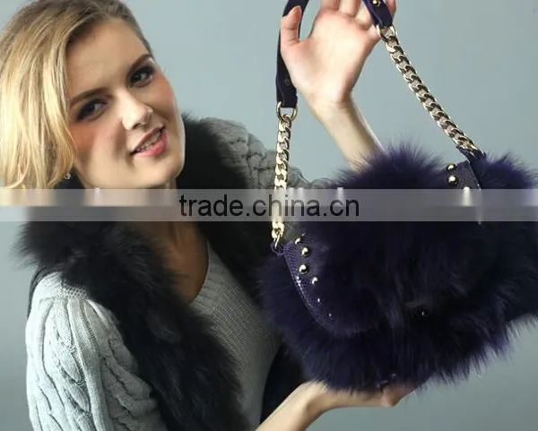 Factory Directly Supply Luxury Fashion Ladies Handbags Real Fox Fur Bag photo-3