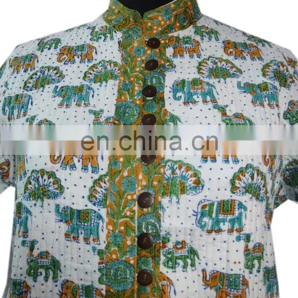 Designer Handmade Cotton Block Printed Reversible Jacket Blazer Formal Dress photo-3