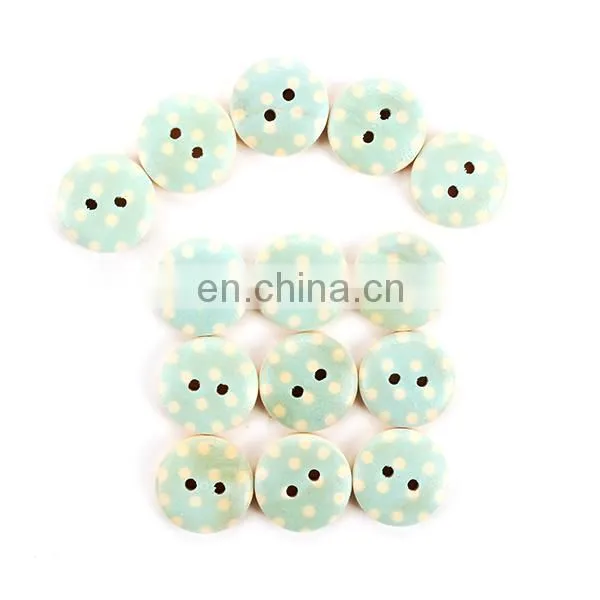 Mixed Multicolor 15mm 2 Holes Polka Dot Small Polka Dot Rustic Plaid Handmade Diy Accessories Small Wooden Buttons photo-5