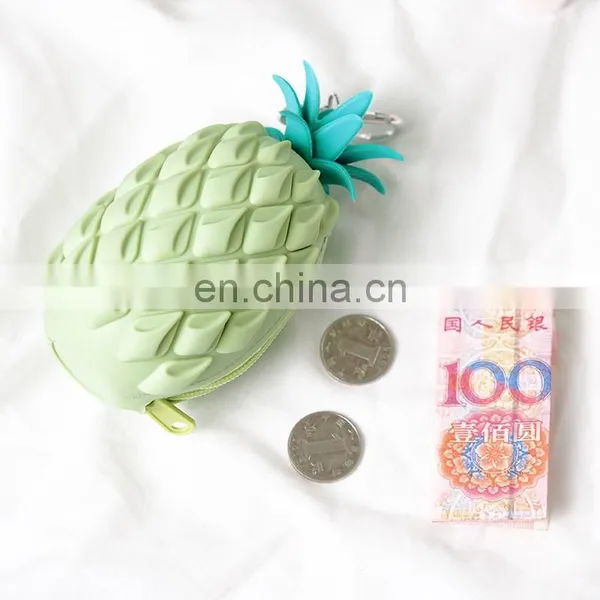 Portable Women Kids Cartoon Fruit Coin Purse Wallet Case Silicone Pineapple Key Bag Pouch photo-7