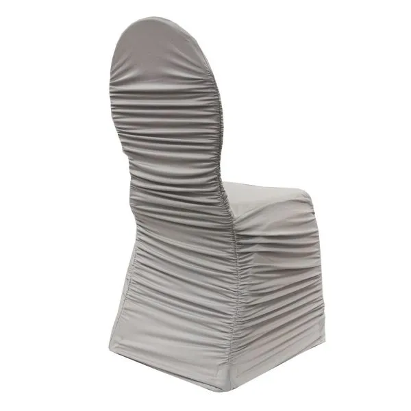 Ivory Premium Ruched Elastic Stretch Spandex Banquet Chair Cover for Wedding Party Dining Event Rest photo-4