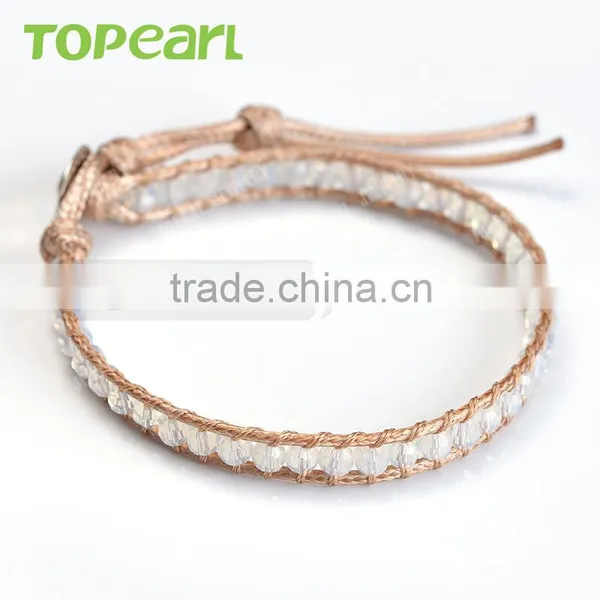 Topear Jewelry 3pcs 2016 White Crystal Handmade Single Wrap Bead Bracelet CLL10 photo-3