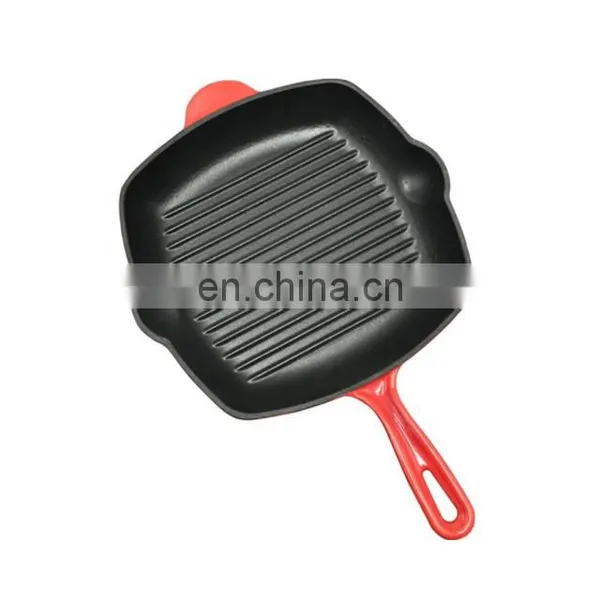Customized Cast Iron Enamel Steak Skillet Grill Pan photo-3