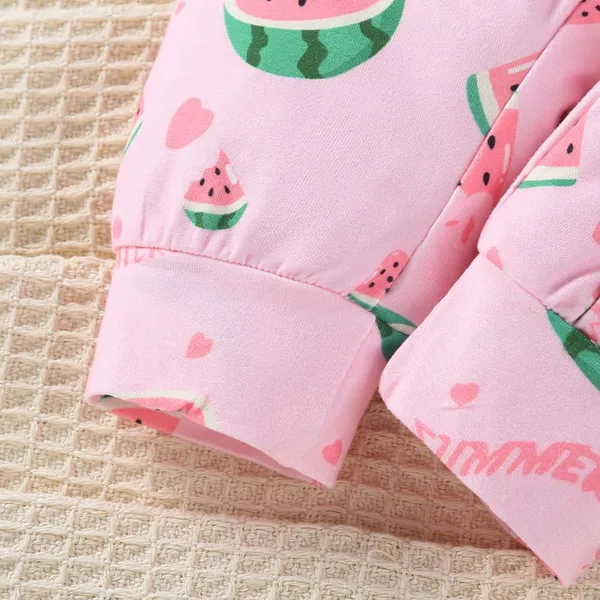 3pcs Newborn Baby's Cartoon Fruit Pattern Onesie, Comfy Casual Long Sleeve Romper, Toddler & Infant Girl's Bodysuit photo-5