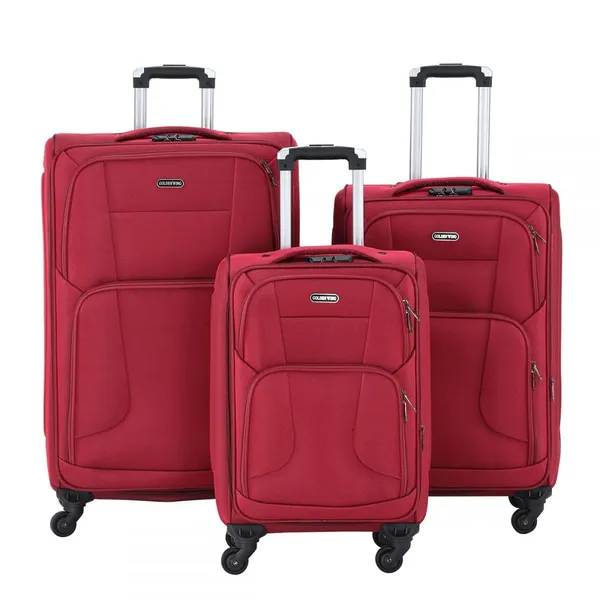 Red Polyester Fabric Trolley Luggage Polyester Suitcase Bags Spinner Wheel Suitcase China Pengteng Factory