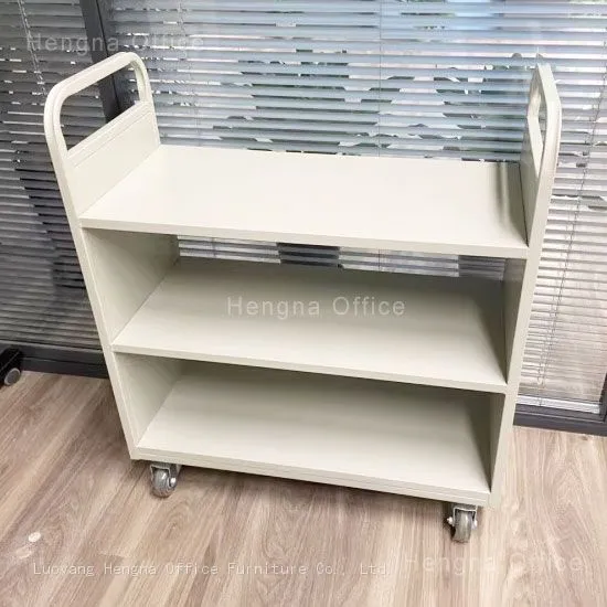 Large HN-FC03 Flatbed Metal Utility Cart | Rolling Steel Office Trolley With Edge Stoppers | OEM / ODM