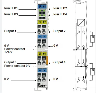Beckhoff EL4114 EtherCAT Analog Output Terminal 4-Channel Voltage Output Module ±10V Industrial Automation I/O photo-3