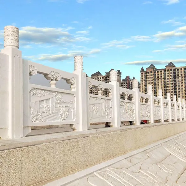 Hand-Carved White Marble Railings, Delivered to Projects Worldwide
