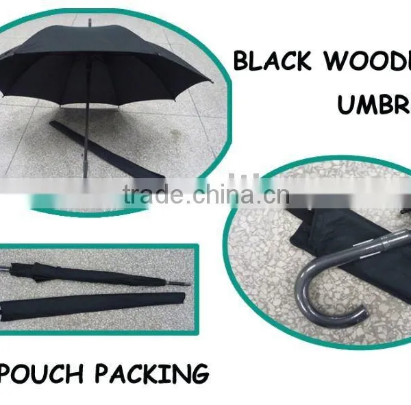 wooden straight umbrella with pouch case