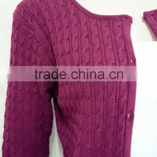 Lady Wool Knitting Wear Jacquard Long Sleeve Sweater Cardigan photo-2