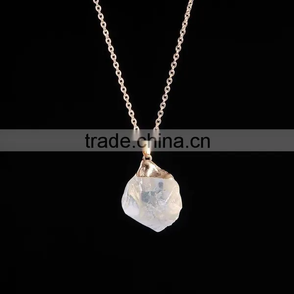 Factory Supply Hot Selling Rose Quartz Natural Stone Necklace Drusy Agate Gems Pendant Necklace SMJ0120 photo-5