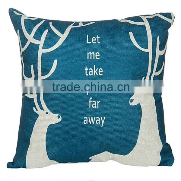2016 Hot Sale Home Decorative Custom Deer Printing Linen Cheap Cushion Cover photo-4