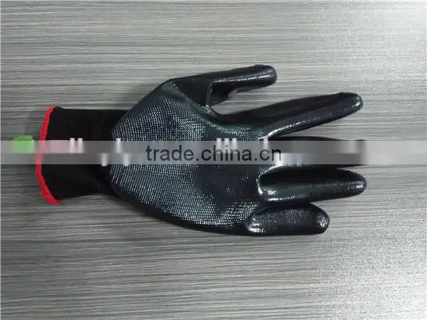 13 Gauge 40g Black Nylon Glove Core Black Nitrile Coated Work Gloves for Vehicle Repair photo-3