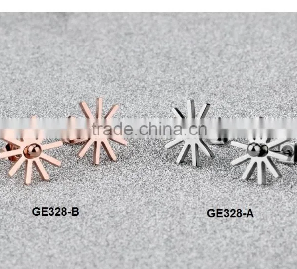 Wholesale Fashion Jewelry 18K IP Rose Gold Plated Flower Double Stud Earrings for Party Girls photo-4