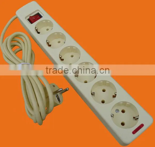 Europe Style 6 Way Extension Power Socket With Grounding (E5006E) photo-3