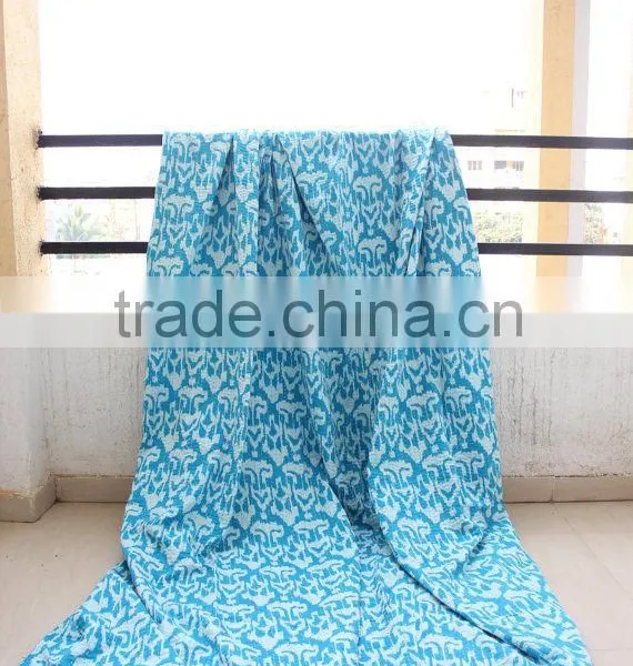 Ikat Kantha Quilt Designer Ikat Bedding Bedspread photo-2