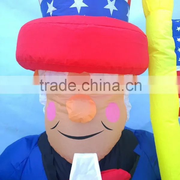 PATRIOTIC INFLATABLE 6' UNCLE SAM HOLDING AMERICAN FLAG WITH BALD EAGLE photo-6