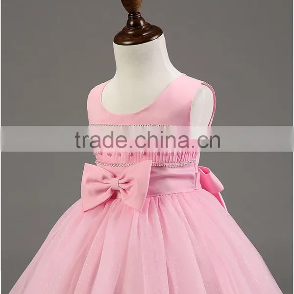 Lastest Wholesale Korean Fashion Girl Style Pink Chiffon Kids Party Wear Dresses TR-WS32 photo-4