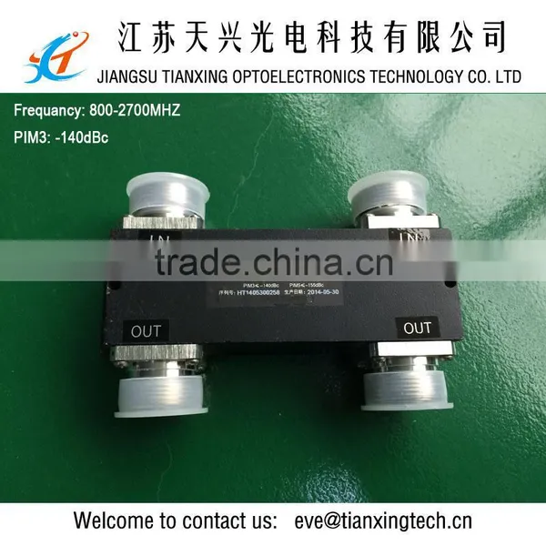 800-2700MHz 500W -140dBc Din-F 3db Hybrid Coupler Combiner