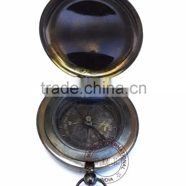 ANTIQUE DALVEY COMPASS 3" - PUSH BUTTON POCKET COMPASS - NAUTICAL BRASS ANTIQUE COMPASS photo-3