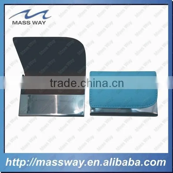 Fashion High Quality Business ID Metal Genuine Leather Business Card Holder photo-2