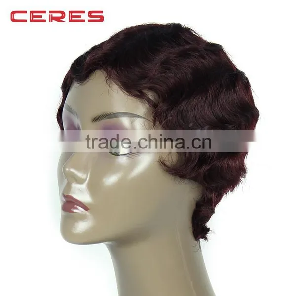 in Stock 100% Human Hair New Style Short Wavy Wig, Different Colors Short Human Hair Wig photo-2