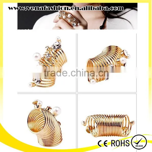 Pearl New Design Indian Ladies Gold Mid Finger Ring