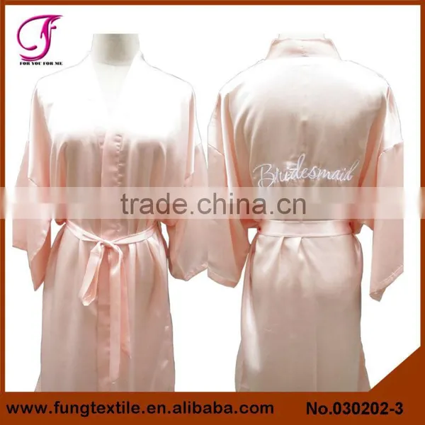 030203 Short Design Embroidered Words Personalized Silk Satin Woman Short Robe photo-3