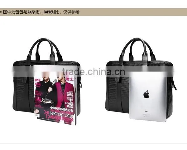 Mens Black Genuine Leather Laptop Shoulder Document Bag photo-6