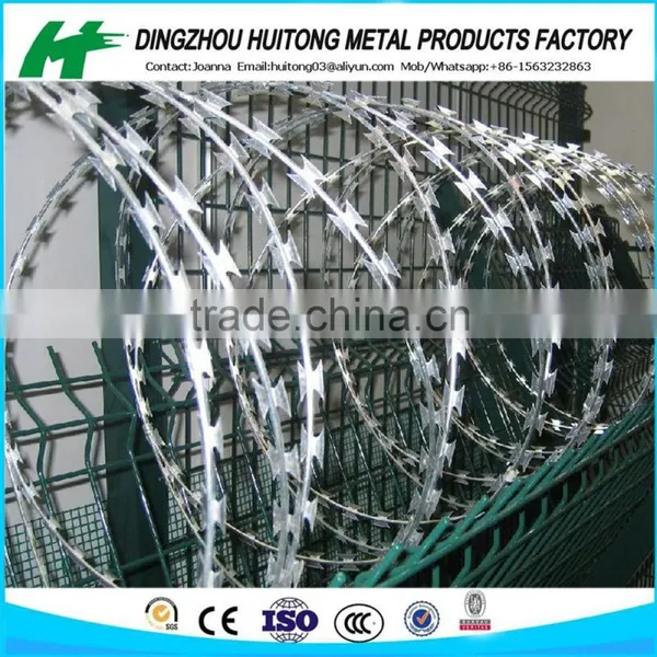 HOT DIPPED GALVANIZED RAZOR WIRE FOR SECURITY FENCE