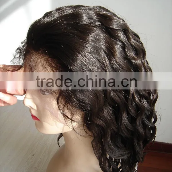 12 Inch Natural Color Curly Virgin Full Lace Wigs Human Hair photo-2