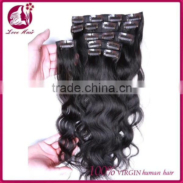 7A Virgin Clip In Human Hair Extensions 100g Clip In Wavy Hair Extensions Brazilian Body Wave Clip In Hair Extensions 100g photo-2