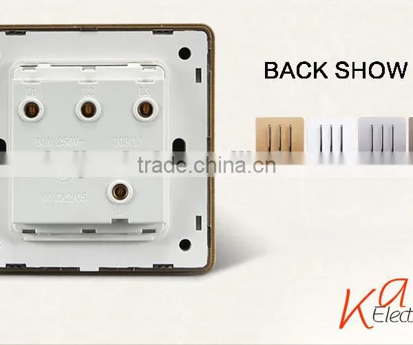 10a 250v Pust Button Wall Mounted Home Electric Switch 3 Gang 1 Way or 2 Way photo-4