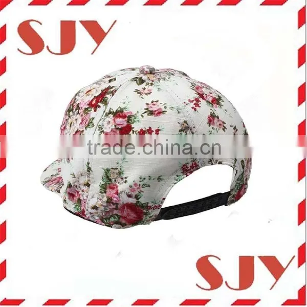 Hawaii Floral Print Flat Bill Hip-hop Baseball Cap photo-3
