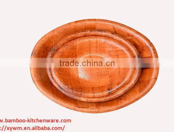 Red Shoe-Shaped Oval Unique Woven Wooden Salad Bowl