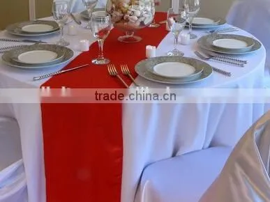 Polyester Plain Satin Table Runner for Banquet and Wedding Event Red