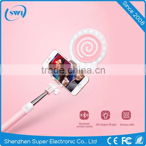 New Product 2016 Mini Portable Bluetooth 4.0 With Flash LED Light Selfie Stick