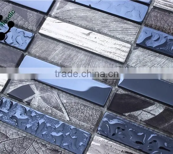 SMJ09 Beauty Strip Mosaic Crystal Glass Mosaic Design Mixed Silver Metallic Mosaic Art Decorative Mosaic photo-2