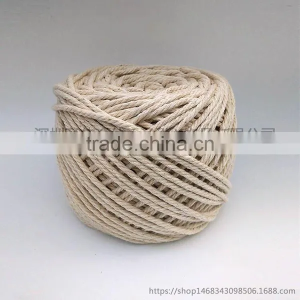 3 Strand Natural Pure Cotton Rope Braided Twisted Cord Custom Size photo-2