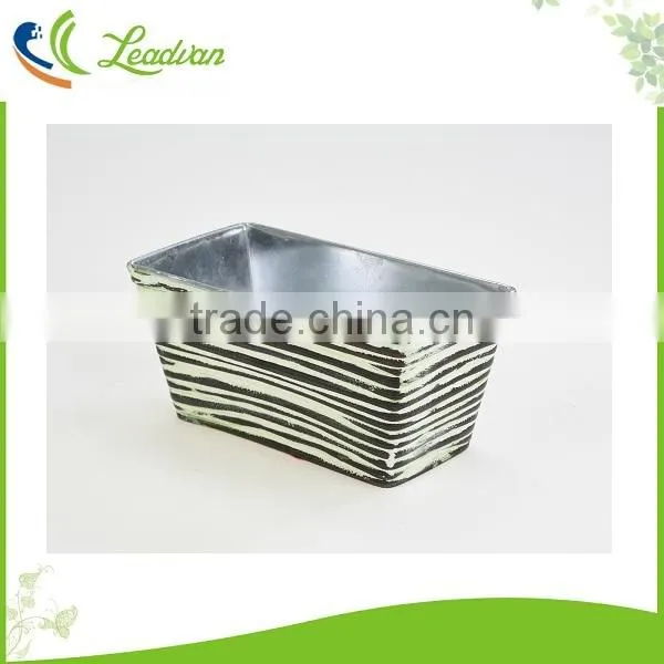 Metal Balck White Flower Desk Square Decorative Pot photo-3