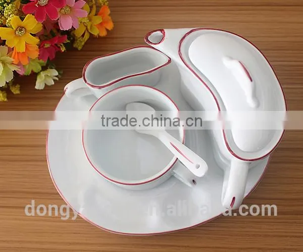 China Manufacturers Custom Design Ceramic 5pc Breakfast Tea Set photo-4