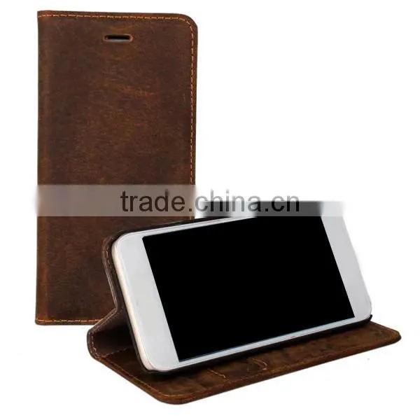 Luxury Retro Genuine Cow Leather Wallet Mobile Phone Case With Card Slot For IPhone 6 6Plus photo-3