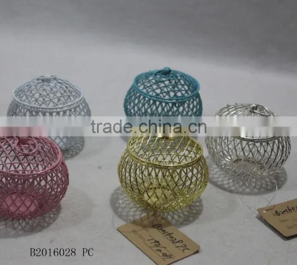 Round Metal Gift Basket With a Handle for Wedding Decoration photo-4