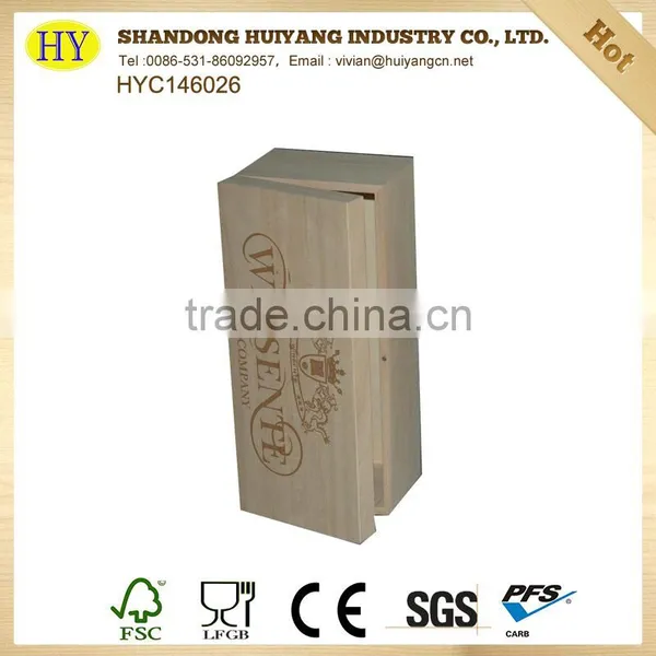 Unfinished Natural Gift Packaging Wood Wine Box photo-4