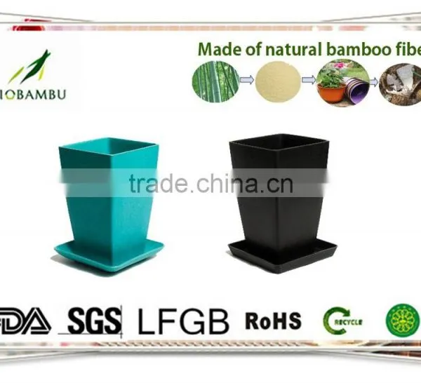 Glossy OEM Available Ornamental Bamboo Fiber Flowerpot photo-2